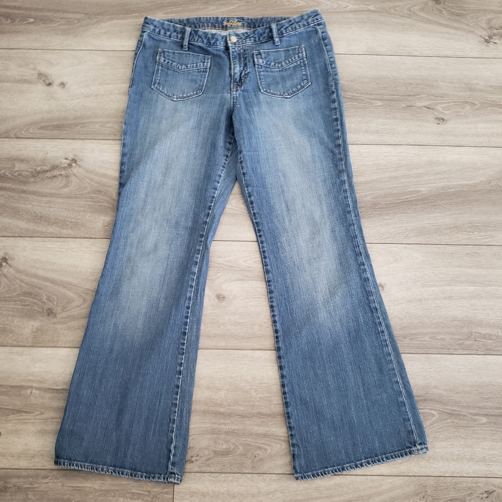 OLD NAVY Jeans THE FLIRT 12 Regular Patch Pockets Flare Mid Rise Stretch Retro